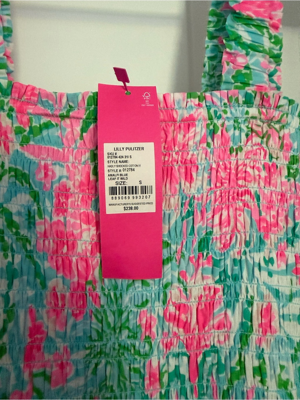 NWT Lilly Pulitzer Floral Smocked Maxi Dress - Pink & Green - Picture 5 of 5